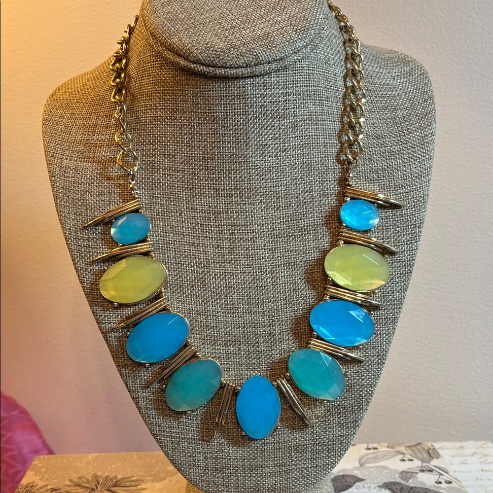 Blue and yellow statement necklace